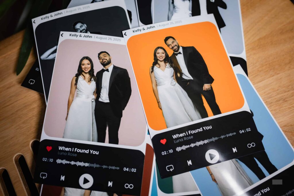 Guests enjoying a Musicgram-themed wedding, capturing fun and memorable moments.