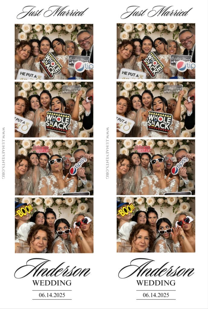 Bride and groom celebrating their wedding day with family and friends captured in a joyful moment.