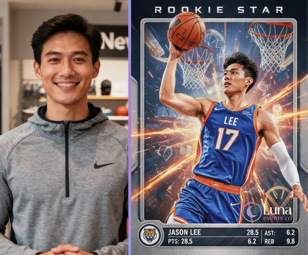 AI sports trading card transformation at a retail event.