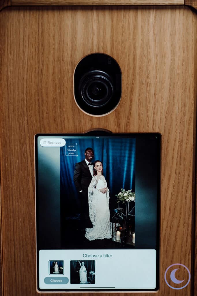 Wedding portrait studio photography screen preview showing a studio portrait of the bride and groom