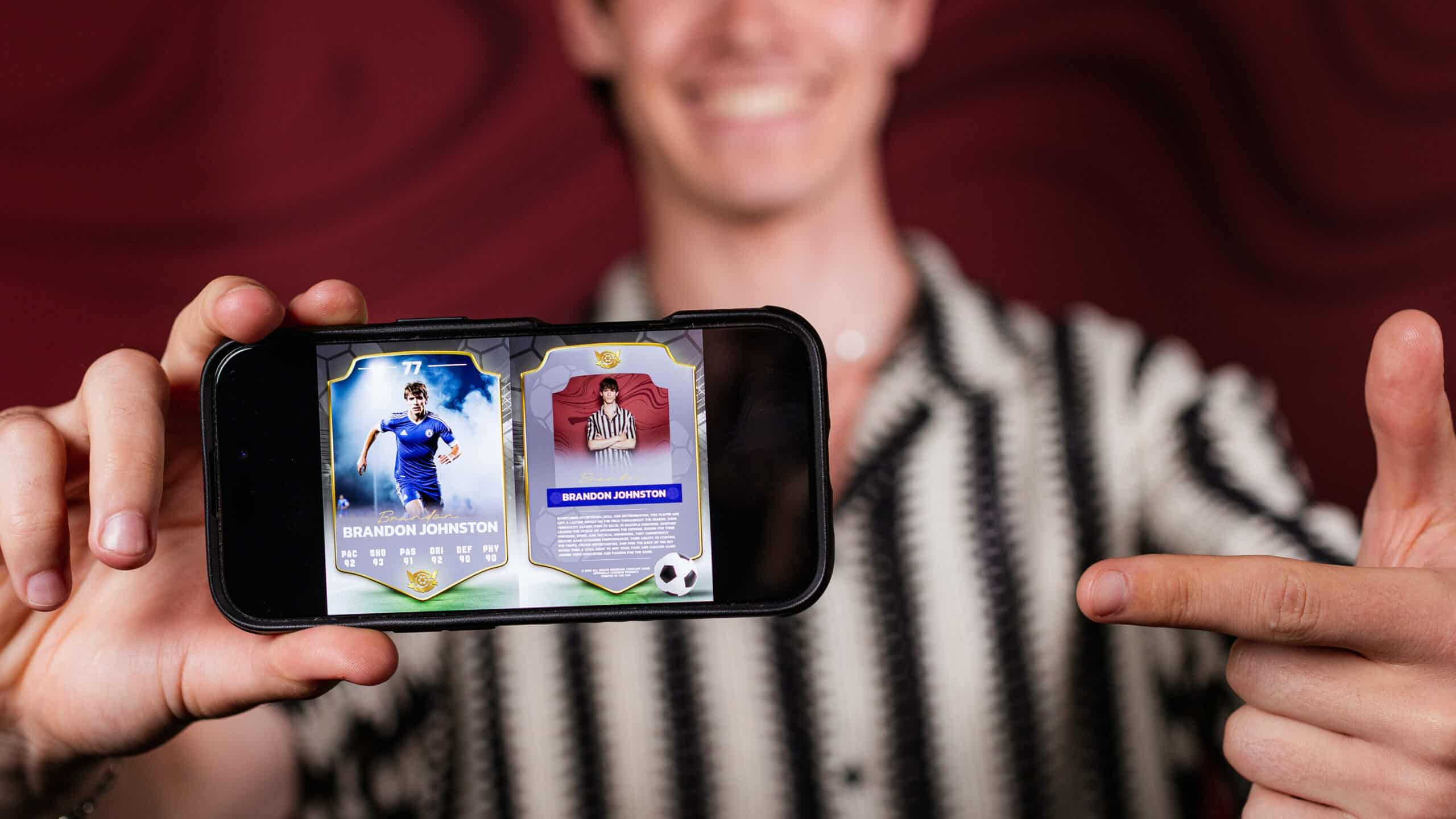 Branded trading card design for corporate and party photo booth experiences.