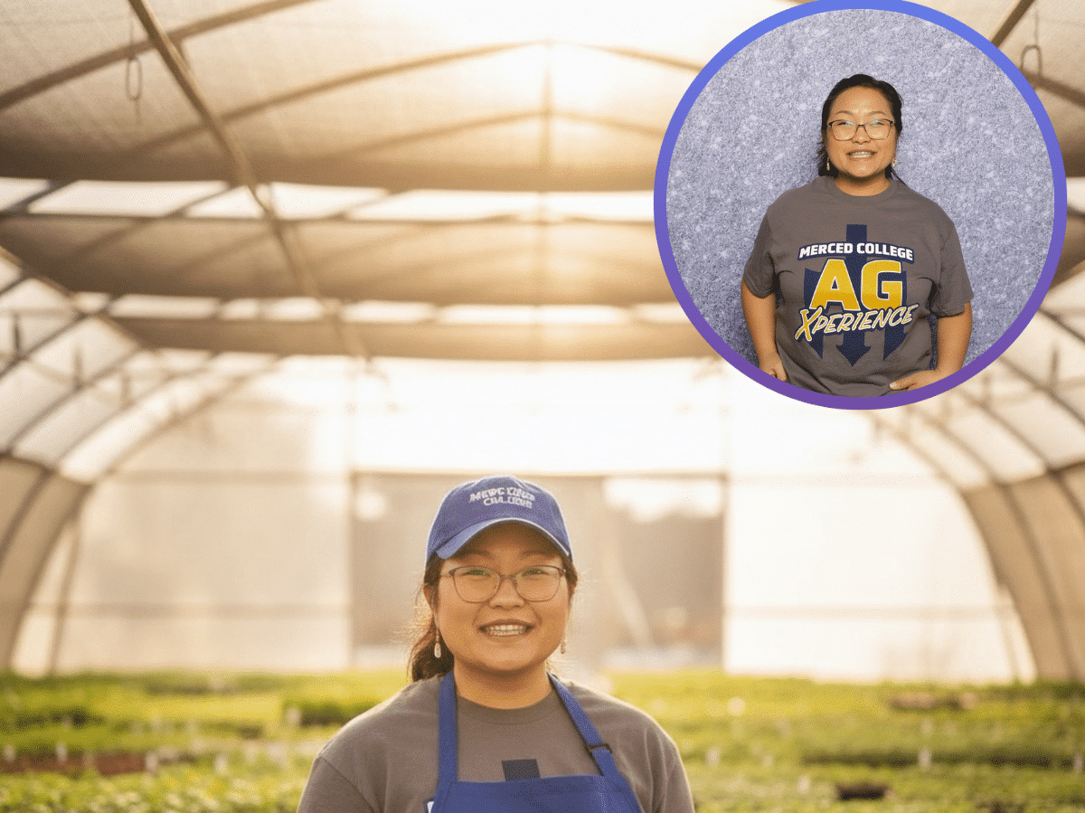 Merced College agriculture coordinator transformed into a greenhouse environment using Luna Events Ai Photo Booth.